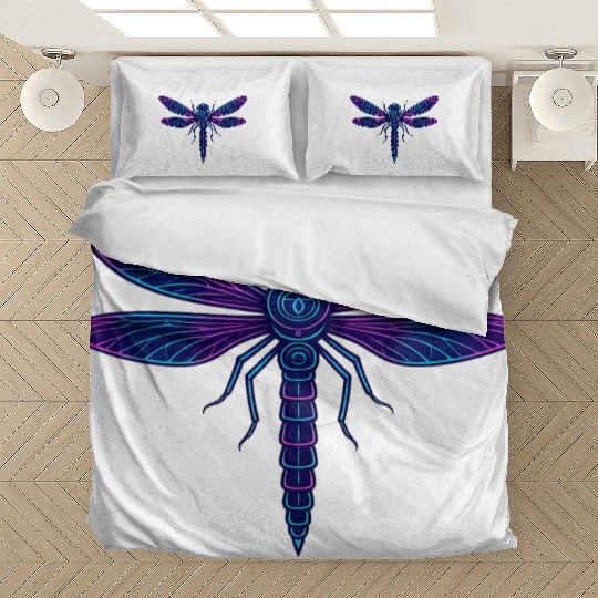 Neon Mythical Dragonfly Illustration Bedding Sets