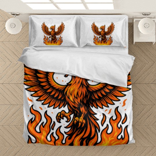 Fiery Phoenix Rising Illustration Bedding Sets