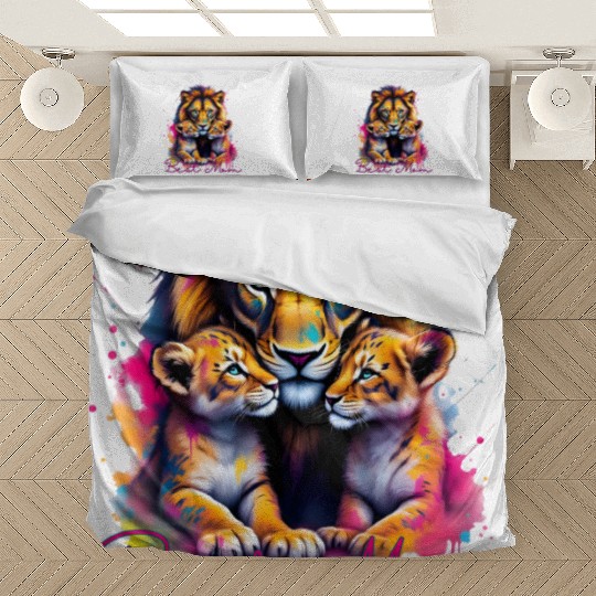 Colorful Lion Cubs and Mother Design Bedding Sets