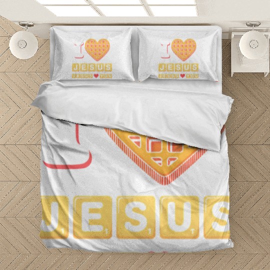 I Love Jesus Christian Breakfast Waffle Heart Bedding Sets