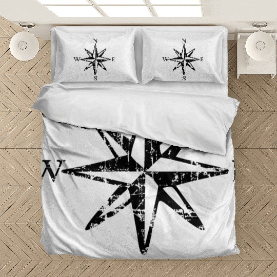 Compass Rose NESW (Vintage Black&White) Bedding Sets