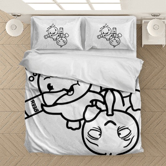 2 friends team couple drinking drunk drunk drinkin Bedding Sets