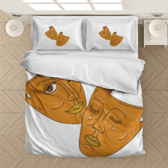 Theater Mask Comedy and Tragedy Mono Line Bedding Sets