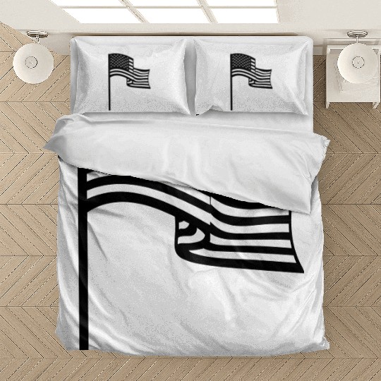 wind waving flagpole usa america united states tex Bedding Sets