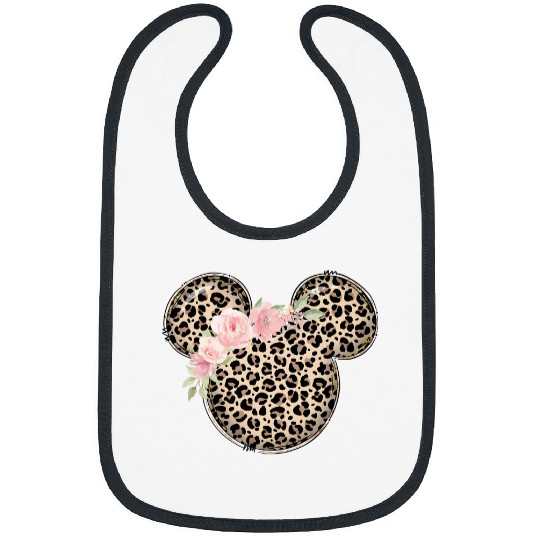 Disney Floral Minnie Leopard Bibs, Disney Vacation Bibs, Disney Minnie Mouse Bibs