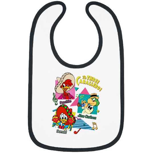 Retro 90s Disney The Three Caballeros Bibs, Jose Donald Duck Panchito Bibs