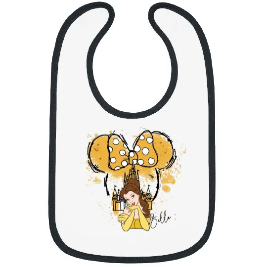 Disney Belle Princess Bibs, Belle Princess Bibs, Watercolor Princess Bibs
