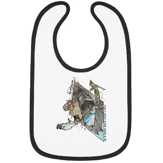 Retro 90s Disney Peter Pan Darling Flight Neverland Bibs, Disney Never land map
