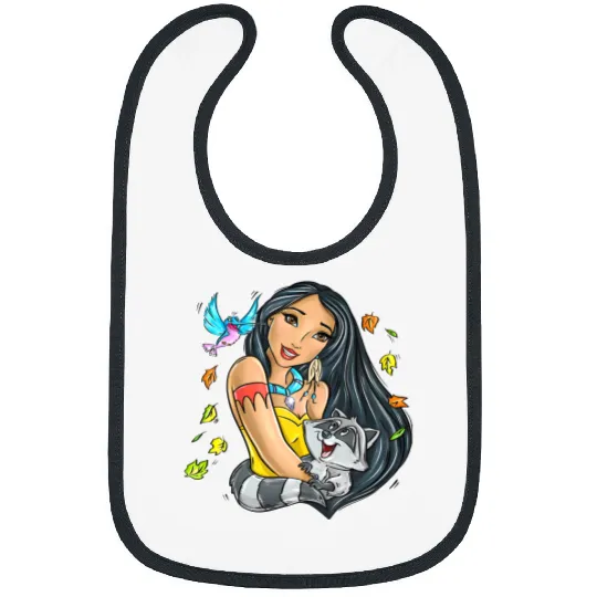 Disney Cute Pocahontas With Meeko And Flit Retro Bibs