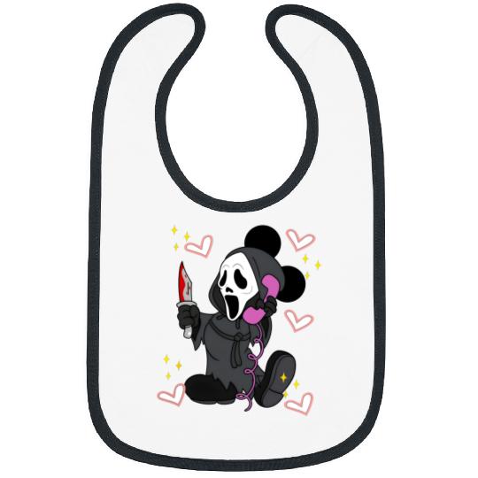 Disney Mickey Scream No You Hang Up Bibs, Mickey Ghost Scream Ghostface Phone Call Bibs