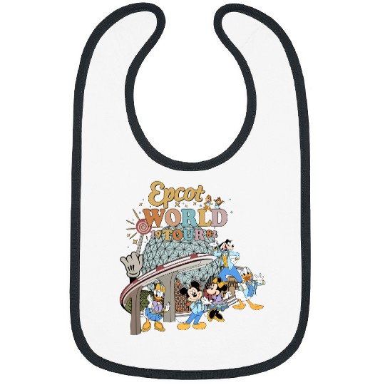 Disney Epcot World Tour Bibs, Retro Disney Epcot Bibs, Mickey And Friends Mickey
