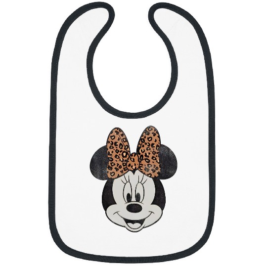 Discover Disney Minnie Distressed Vintage Leopard Bow Portrait Bibs, Minnie Mouse Bibs