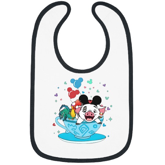 Moana Bibs Pua and Hei Hei, Disney Teacup Bibs, Disney Matching Bibs