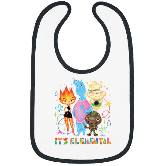 Disney Pixar It's Elemental Bibs, Elemental Ember And Wade Bibs