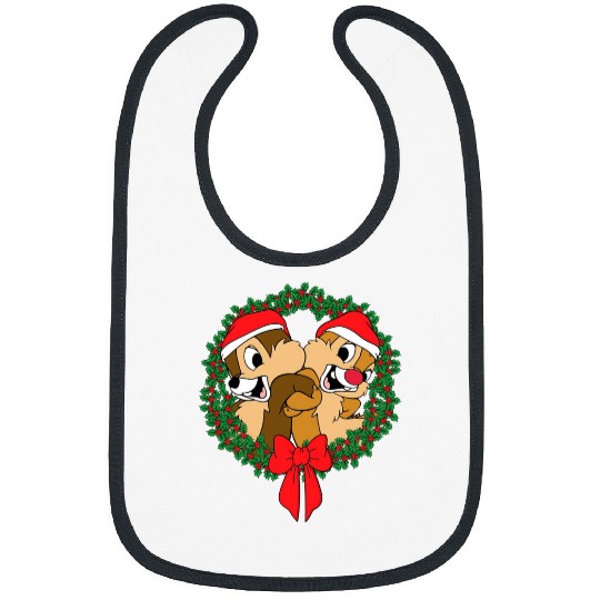 Disney Chip and Dale Christmas Wreath Bibs, Disney Chip