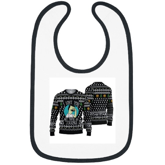Bobs Burgers I Love You But You Are All Terrible Ugly Sweater Bibs