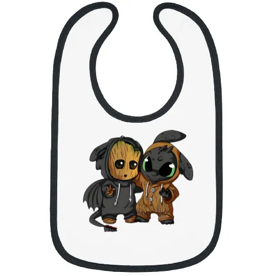 Disney Toothless and Groot Cute Friends Unisex Bibs, Disneyland Family Vacation, I'm Groot Bibs