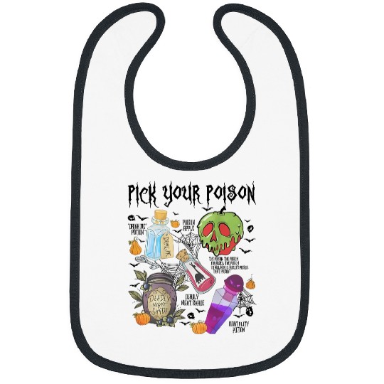 Vintage Pick Your Poison Disney Halloween Bibs, Disneyland Villain Halloween Bibs, Disney Villains Bibs, Disneyworld Bibs