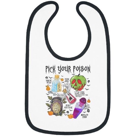 Vintage Pick Your Poison Disney Halloween Bibs, Disneyland Villain Halloween Bibs, Disney Villains Bibs, Disneyworld Bibs