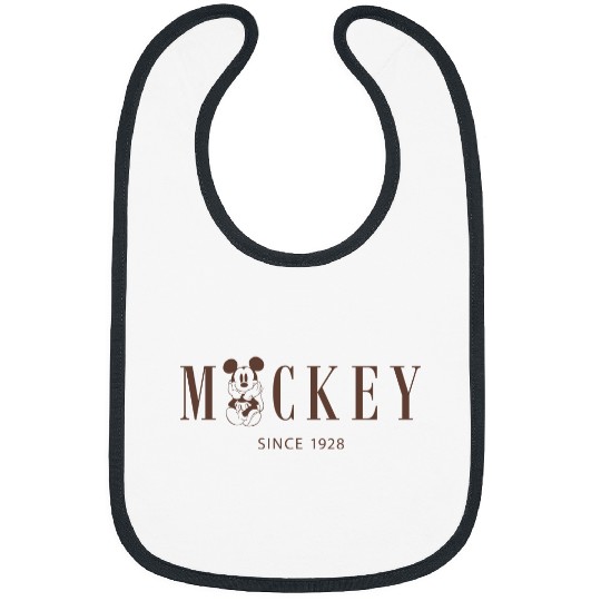 Embroidered Adult Mickey Bibs / Beige Tan Sand Colour Disneyworld