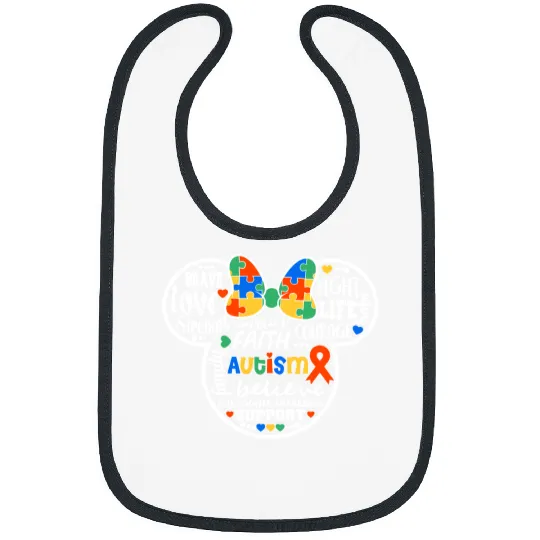 Autism Minnie Mouse Bibs, Autism Disney Bibs, Matching Autism Bibs