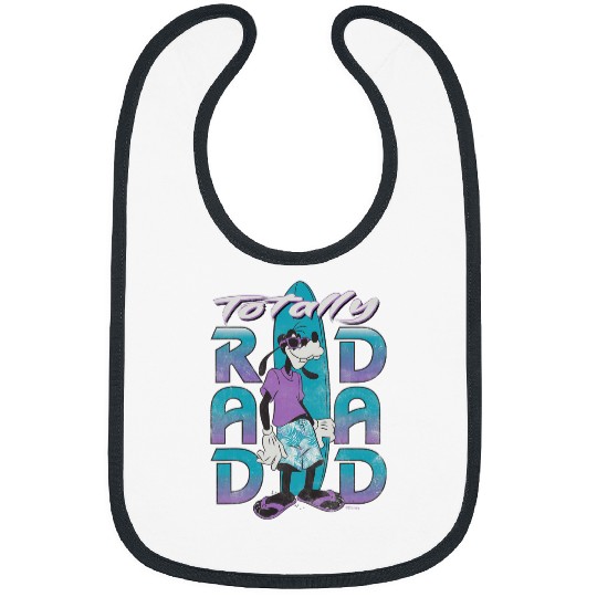 Disney Goofy Totally Rad Dad Father’s Day Surfing Distressed Bibs