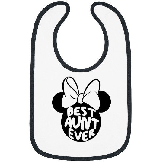 Disney Minnie Mouse Cute Best Aunt Ever Big Chest Text Logo Bibs