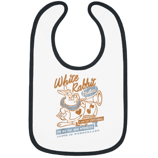 Disneyss Alice In Wonderland White Rabbit Outlined Text Poster Bibs