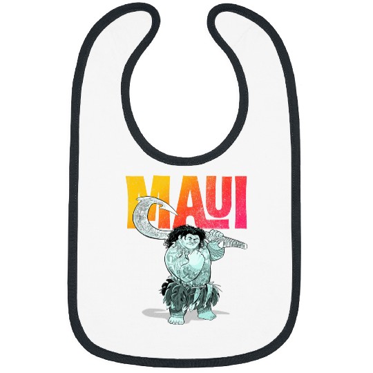 Disney Moana Maui Gradient Text Tough Pose Portrait Bibs
