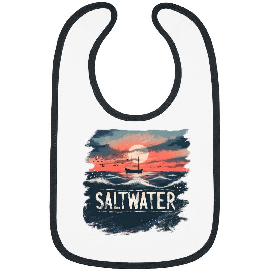 Awesome saltwater with boat at horizon outfit Bibs