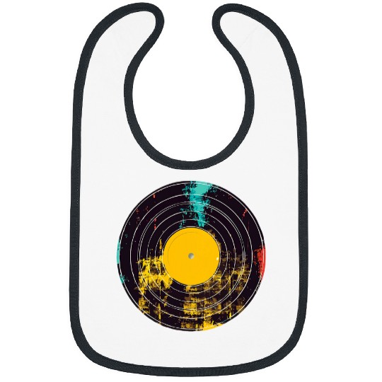 Vinyl Record Music Lover Teacher Record Player Retro Desing Bibs