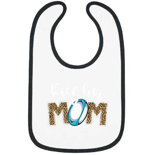 Cute Rugby Mom Leopard Print Mom For Mothers Day Bibs