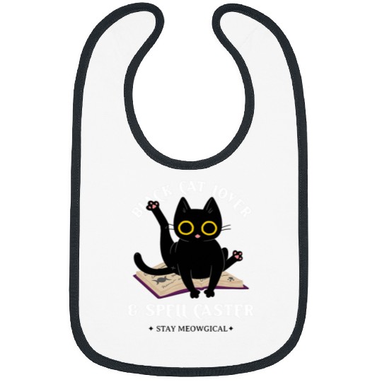 black cats on Magic Spell Book Wiccan Pagan Reader Book Lover Bibs