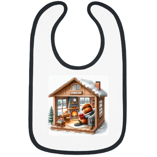 Beaver Reading Engineering Book In Rustic Cabin Fireplace Bibs