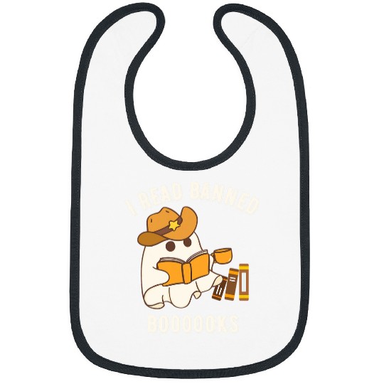 Boo Haw I read banned books Western Cowboy ghosts Halloween Bibs