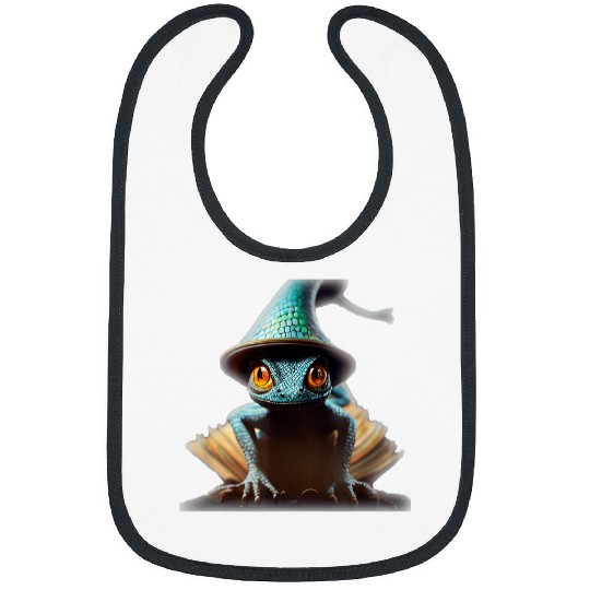Anthromorphic Tiny Wizard Lizard Wizard Hat Magic Book Bibs