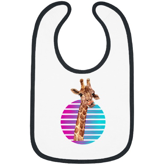 Retro Giraffe Synthwave Giraffe Zoo Worker Animal Bibs