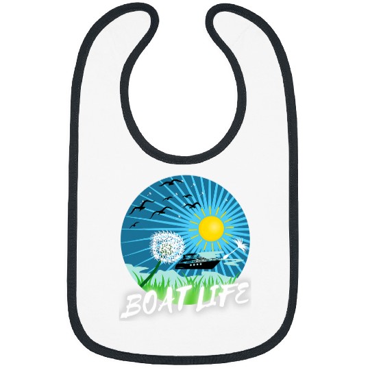 Boat Life Palm Tree Retro Beach Sunset Family Vacation Gift Bibs