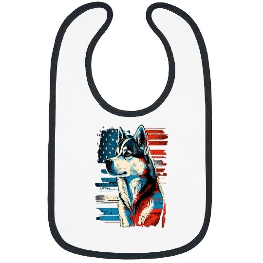 Dog Husky Memorial Day Siberian Husky American Flag USA 4th of July Bibs