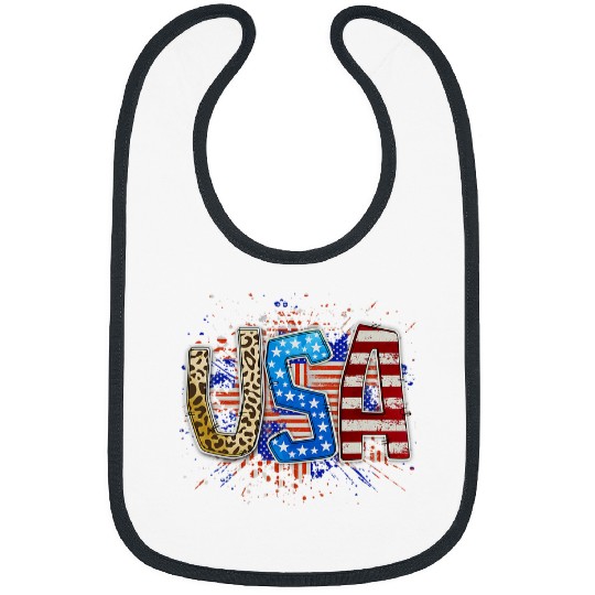 American Flag Stars Stripes 4th of July Patriotic Graphic 2 Bibs