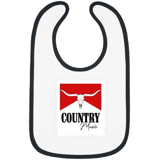 Bull Skull Western Life Cowboy Rodeo Country Music Bleached Bibs