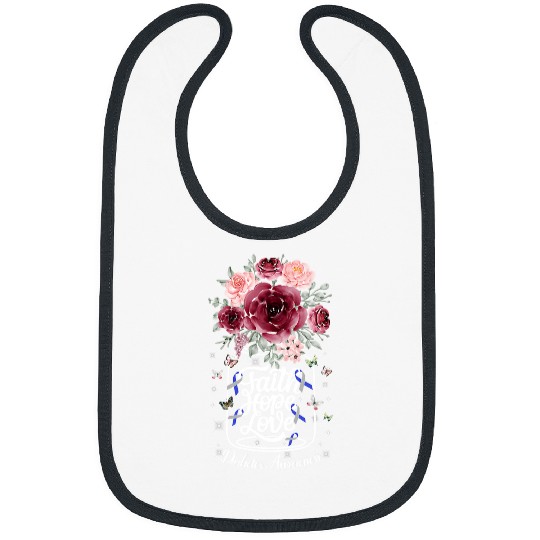 Diabetic Disease faith hope love gray blue ribbon 39 Bibs