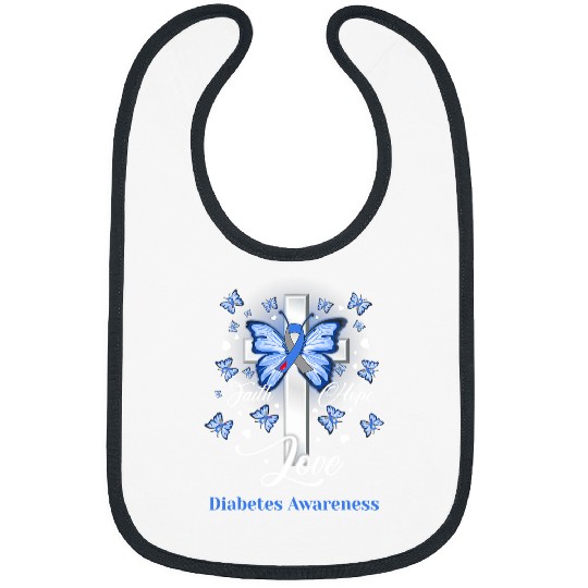 Diabetic Disease Butterfly Cross Faith Hope Love 2 Bibs