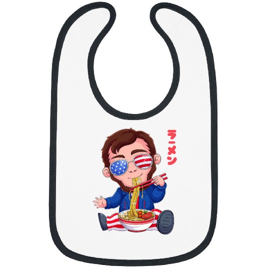 Abe Abraham Lincoln Ramen 4th Of July American Noodles Soup Bibs