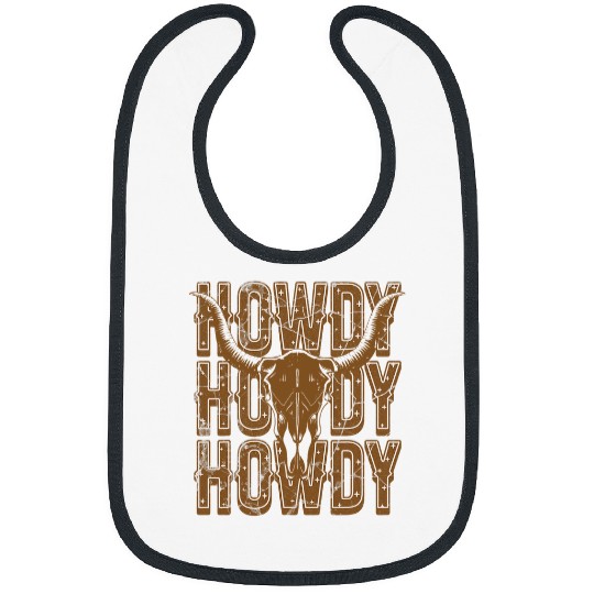 Bull Skull Howdy Cowboy Cowgirls Western Country Music 2 Bibs