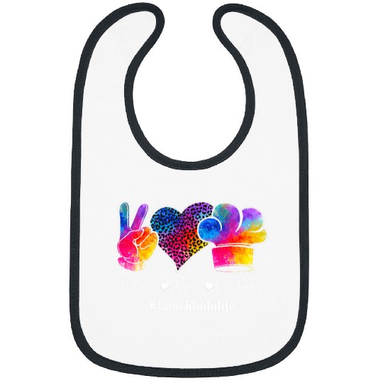 Peace Love Cooking Lunch Lady Life School Cafeteria Worker Bibs