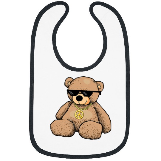 Funny Bear Cute Cool Teddy Bear Deal With It Glasses Peace Bro Cute Bears Bibs