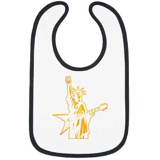 Guitarist Statue of Liberty Playing Electric Guitar Bass Rock Music 3 Guitar Bibs