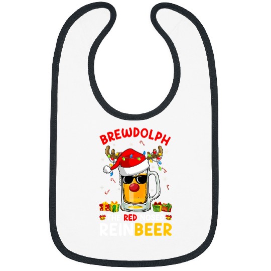 Beer Reindeer Beer Rudolph Brewdolph Funny Christmas Men Women107 Bibs