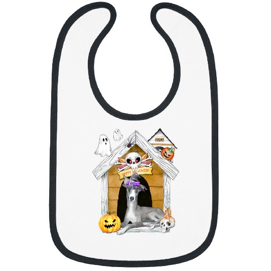 Dog Grayhound Halloween Greyhound Dog Witch Haunted House Bibs